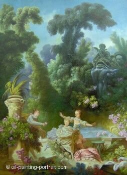 Oil Painting Reproduction - The Progress of Love (The Pursuit) - Jean-Honore Fragonard